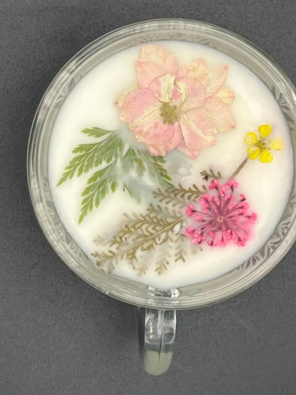 Peach Blossom Frosted Glass Teacup Candle